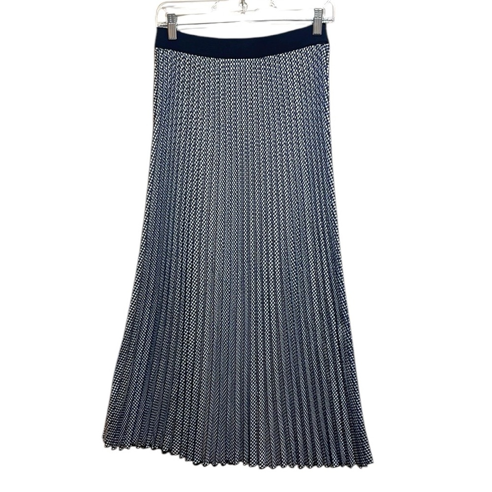 Maje Jupe Plisee Pleated Houndstooth Midi Maxi Skirt Elastic Waist Modest 2/M